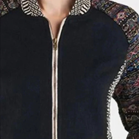 Coco + Carmen Ceretti full zip wool jacket Black Tapestry print NWT Size S/M - Picture 3 of 15